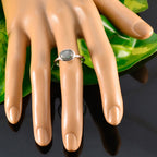 Labradorite Solitaire American Silver Gray Gemstone Dainty Trendy Ring Jewelry