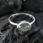 Labradorite Solitaire American Silver Gray Gemstone Dainty Trendy Ring Jewelry