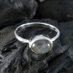 Labradorite Solitaire American Silver Gray Gemstone Dainty Trendy Ring Jewelry