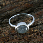 Labradorite Solitaire American Silver Gray Gemstone Dainty Trendy Ring Jewelry