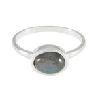 Labradorite Solitaire American Silver Gray Gemstone Dainty Trendy Ring Jewelry