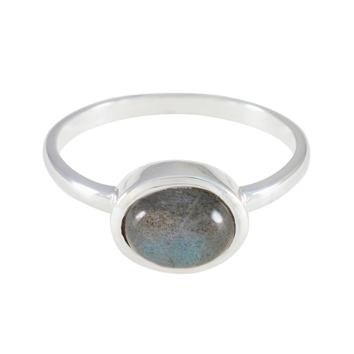 Labradorite Solitaire American Silver Gray Gemstone Dainty Trendy Ring Jewelry