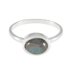 Labradorite Solitaire American Silver Gray Gemstone Dainty Trendy Ring Jewelry