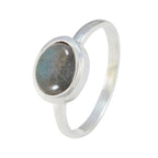 Labradorite Solitaire American Silver Gray Gemstone Dainty Trendy Ring Jewelry