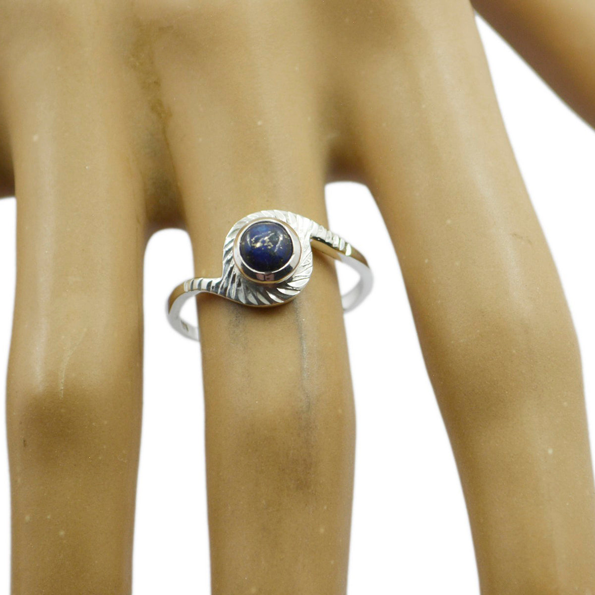 Labradoriet Solitaire Japanse Zilvergrijze Edelsteen Sierlijke Ring Sieraden Secundaire afbeelding