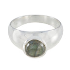 Labradorite Solitaire Egyptian Sterling Silver Gray Gemstones Tiny Abstract Ring Jewellery