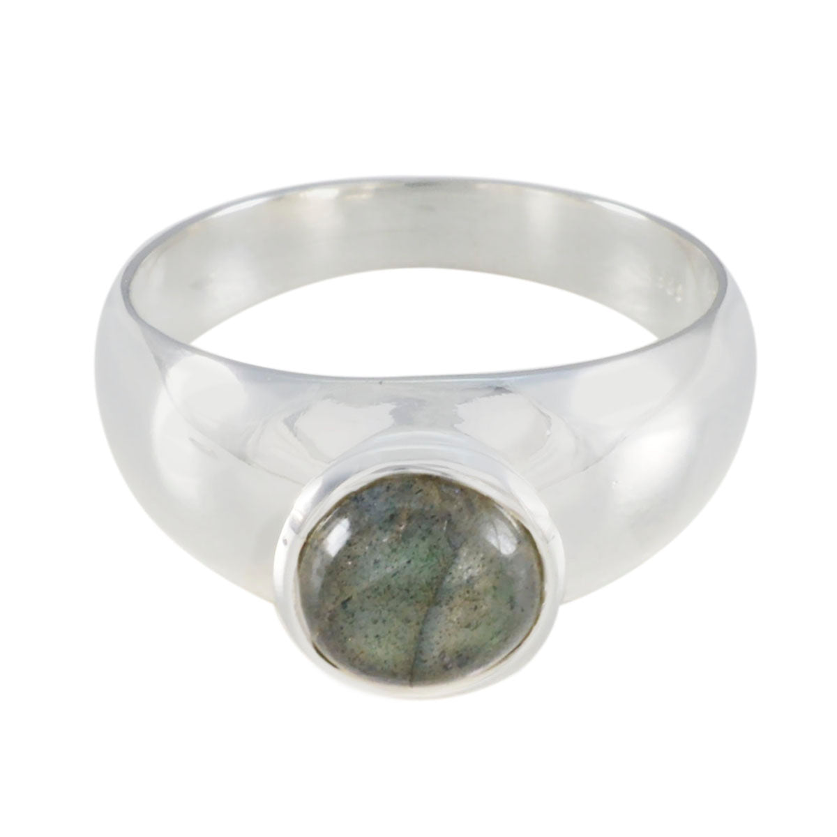 Labradorite Solitaire Egyptian Sterling Silver Gray Gemstones Tiny Abstract Ring Jewellery