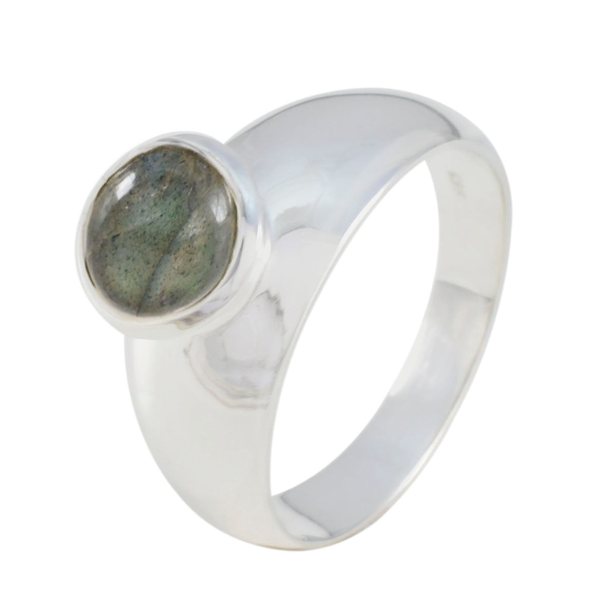 Labradorite Solitaire Egyptian Sterling Silver Gray Gemstones Tiny Abstract Ring Jewellery