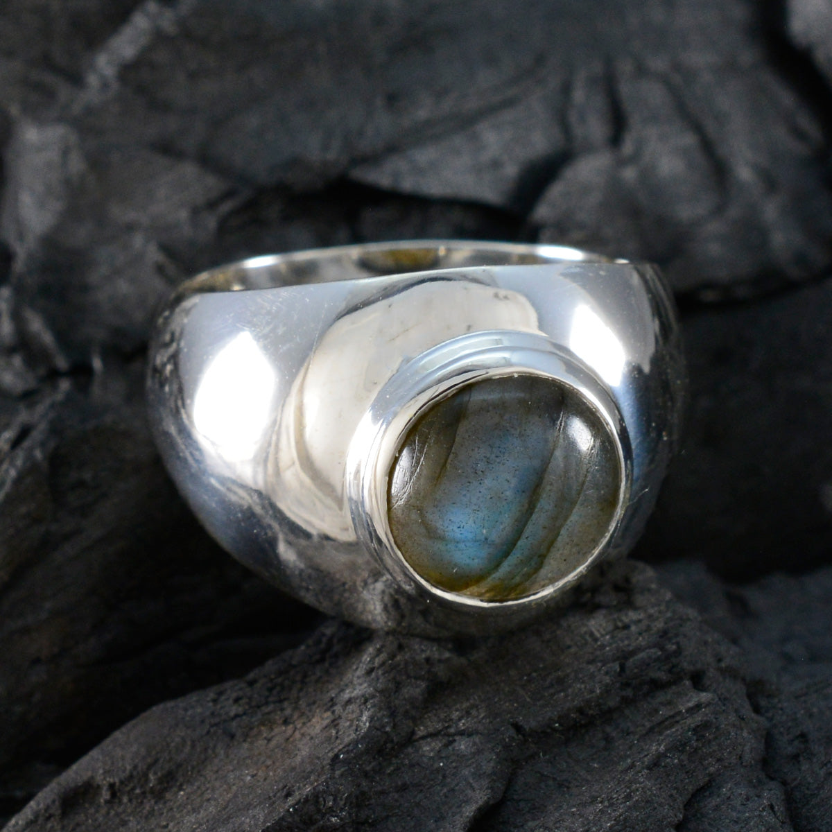 Labradorite Solitaire Moroccan 925 Sterling Silver Gray Gemstone Eye catching Graceful Ring Jewellery