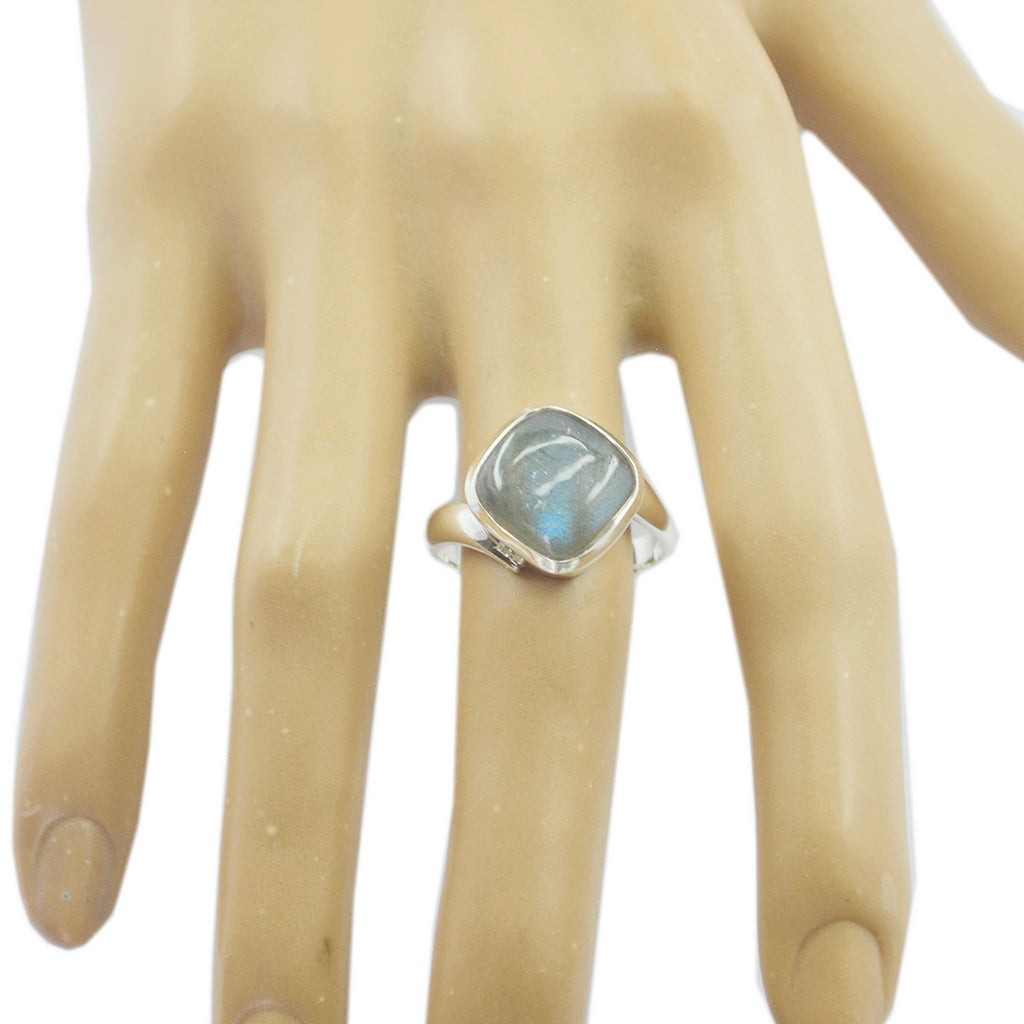 Labradorite Solitaire French 925 Sterling Silver Gray Gemstones Minimal Fairytale Ring Jewellery