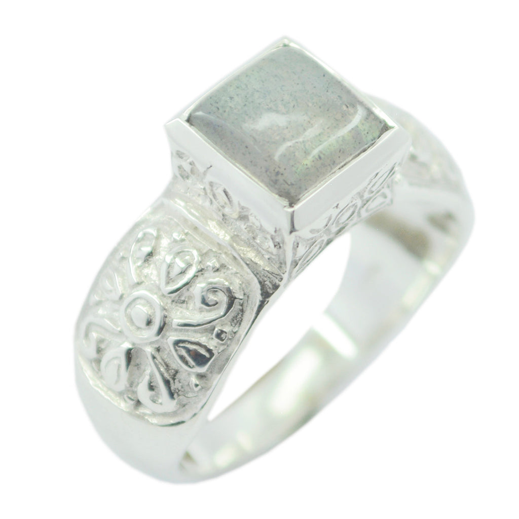 Labradorite Solitaire Russian 925 Silver Gray Gemstones Eye catching Art Deco Ring Jewellery