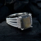 Labradorite Solitaire African Silver Gray Gems Eye catching Modern Ring Jewellery