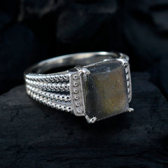 Labradorite Solitaire African Silver Gray Gems Eye catching Modern Ring Jewellery