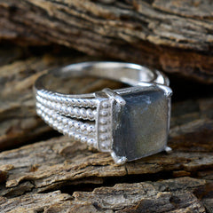 Labradorite Solitaire African Silver Gray Gems Eye catching Modern Ring Jewellery