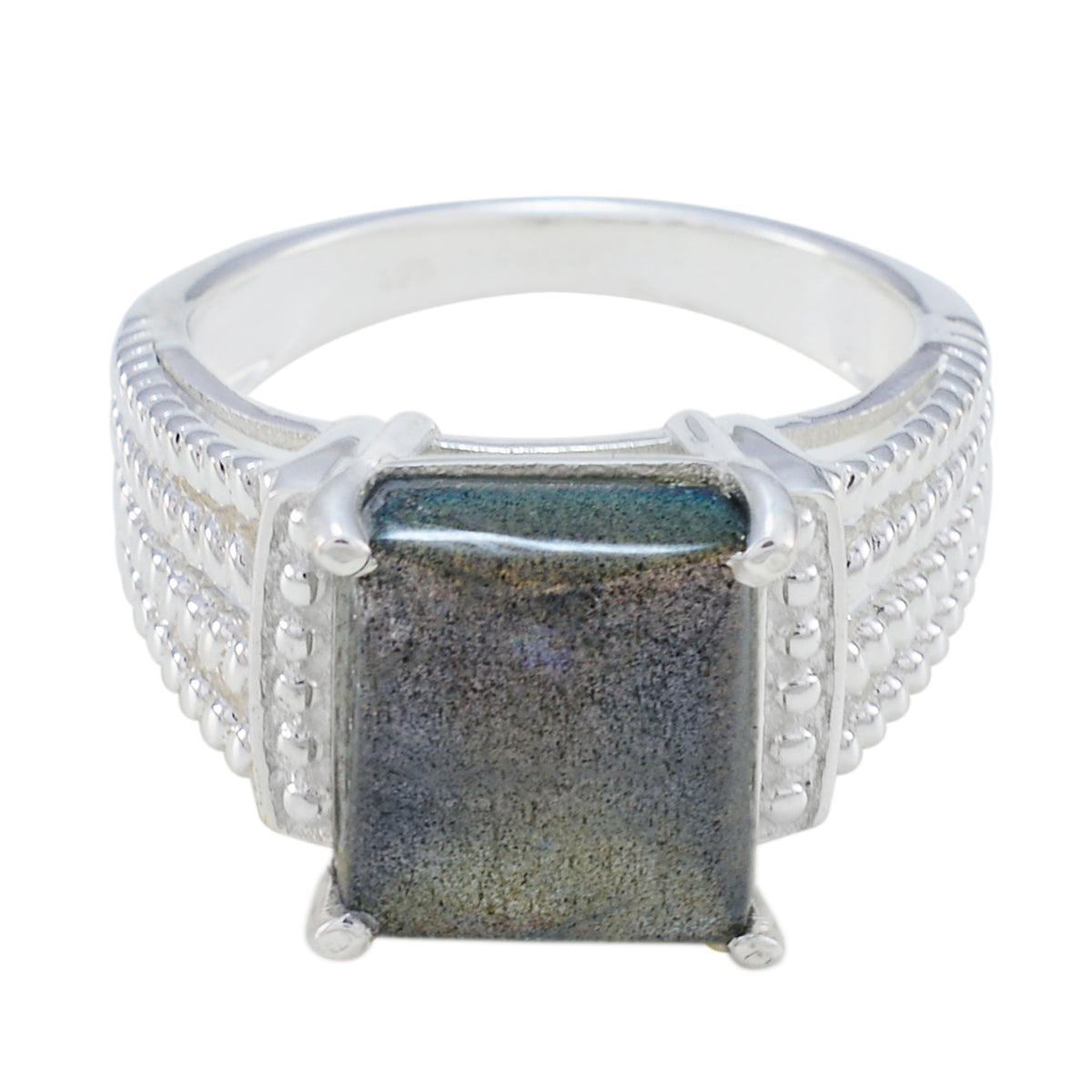 Labradorite Solitaire African Silver Gray Gems Eye catching Modern Ring Jewellery Huvudsaklig produktbild