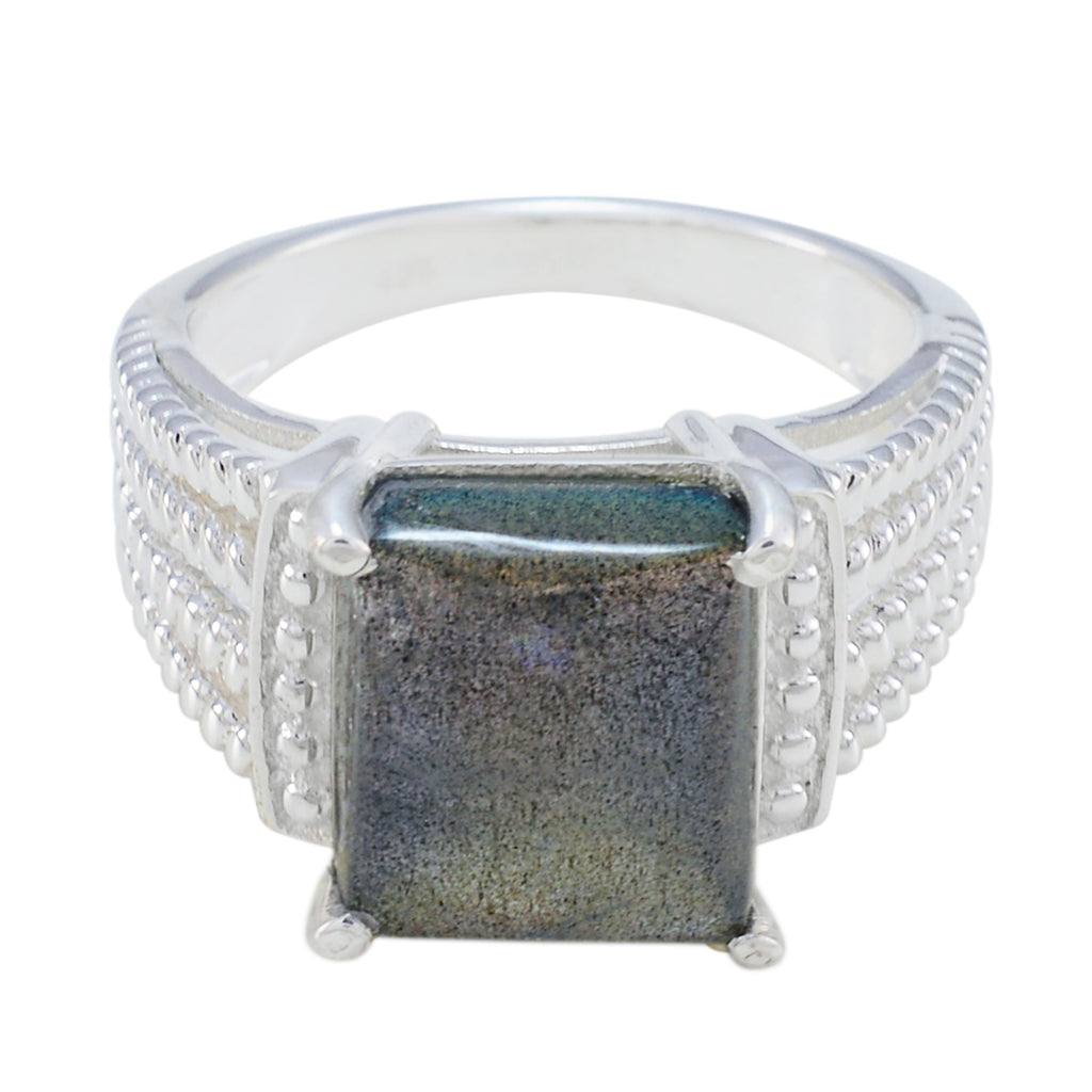 Labradorite Solitaire African Silver Gray Gems Eye catching Modern Ring Jewellery