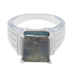 Labradorite Solitaire African Silver Gray Gems Eye catching Modern Ring Jewellery
