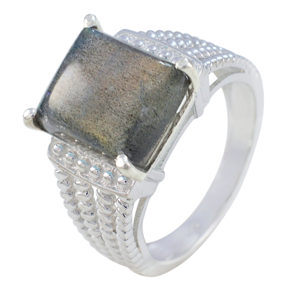 Labradorite Solitaire African Silver Gray Gems Eye catching Modern Ring Jewellery