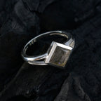 Labradorite Solitaire American Silver Gray Gemstones Dainty Modern Ring Jewellery