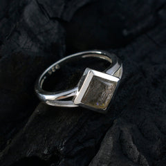 Labradorite Solitaire American Silver Gray Gemstones Dainty Modern Ring Jewellery