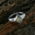 Labradorite Solitaire American Silver Gray Gemstones Dainty Modern Ring Jewellery