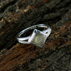 Labradorite Solitaire American Silver Gray Gemstones Dainty Modern Ring Jewellery