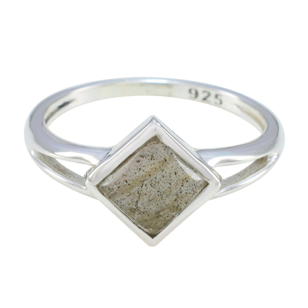 Labradorite Solitaire American Silver Gray Gemstones Dainty Modern Ring Jewellery