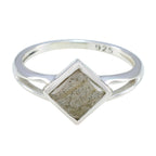 Labradorite Solitaire American Silver Gray Gemstones Dainty Modern Ring Jewellery
