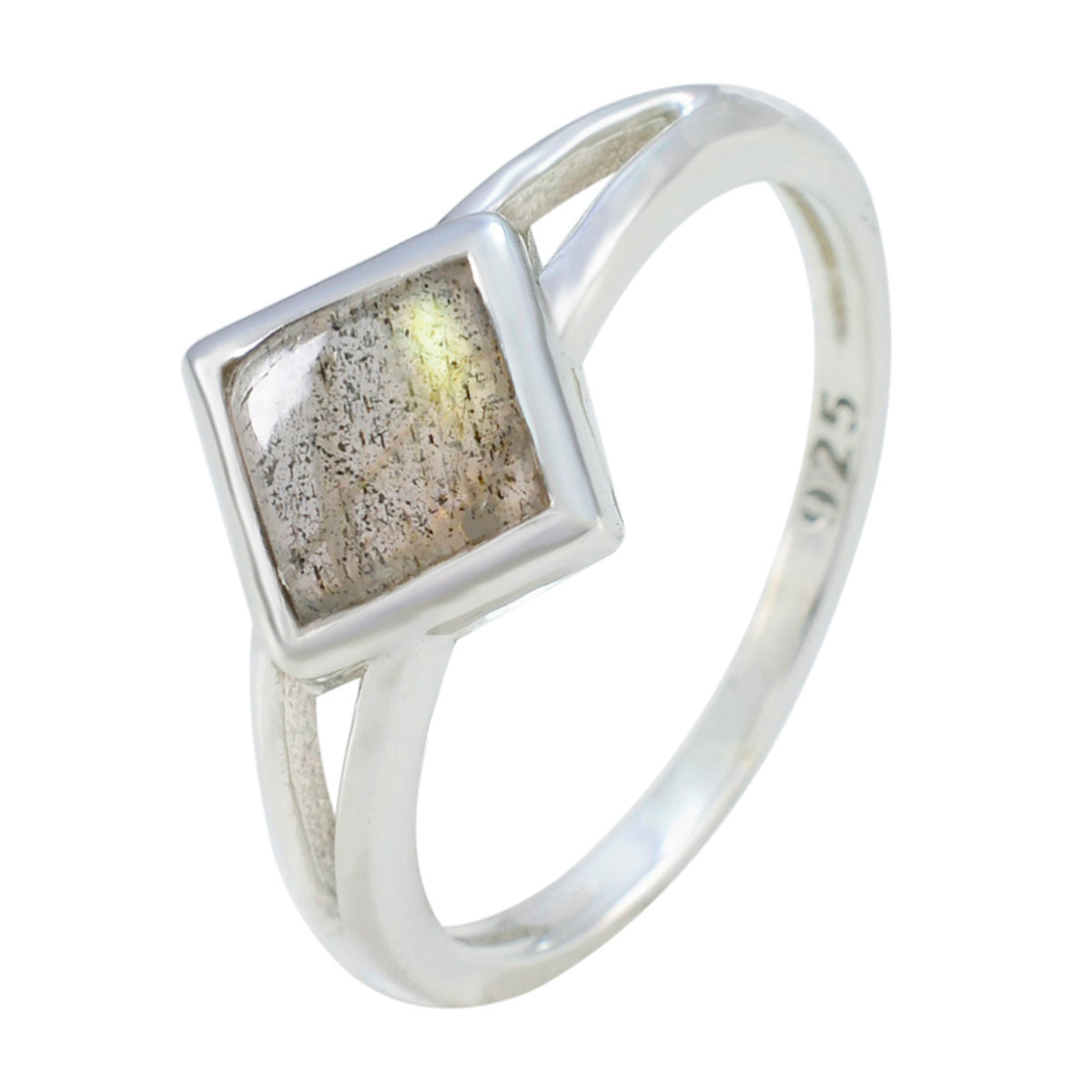 Labradorite Solitaire American Silver Gray Gemstones Dainty Modern Ring Jewellery