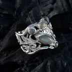 Labradorite multiple Russian 925 Silver Gray Gemstones Essential  Contemporary Ring Jewelry