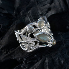 Labradorite multiple Russian 925 Silver Gray Gemstones Essential  Contemporary Ring Jewelry