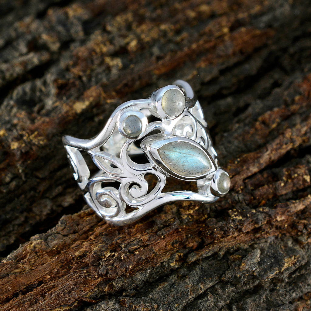 Labradorite multiple Russian 925 Silver Gray Gemstones Essential  Contemporary Ring Jewelry