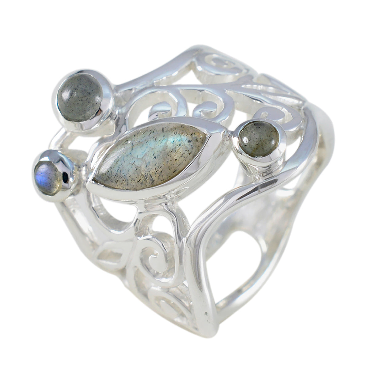 Labradorite multiple Russian 925 Silver Gray Gemstones Essential  Contemporary Ring Jewelry Второстепенное изображение товара