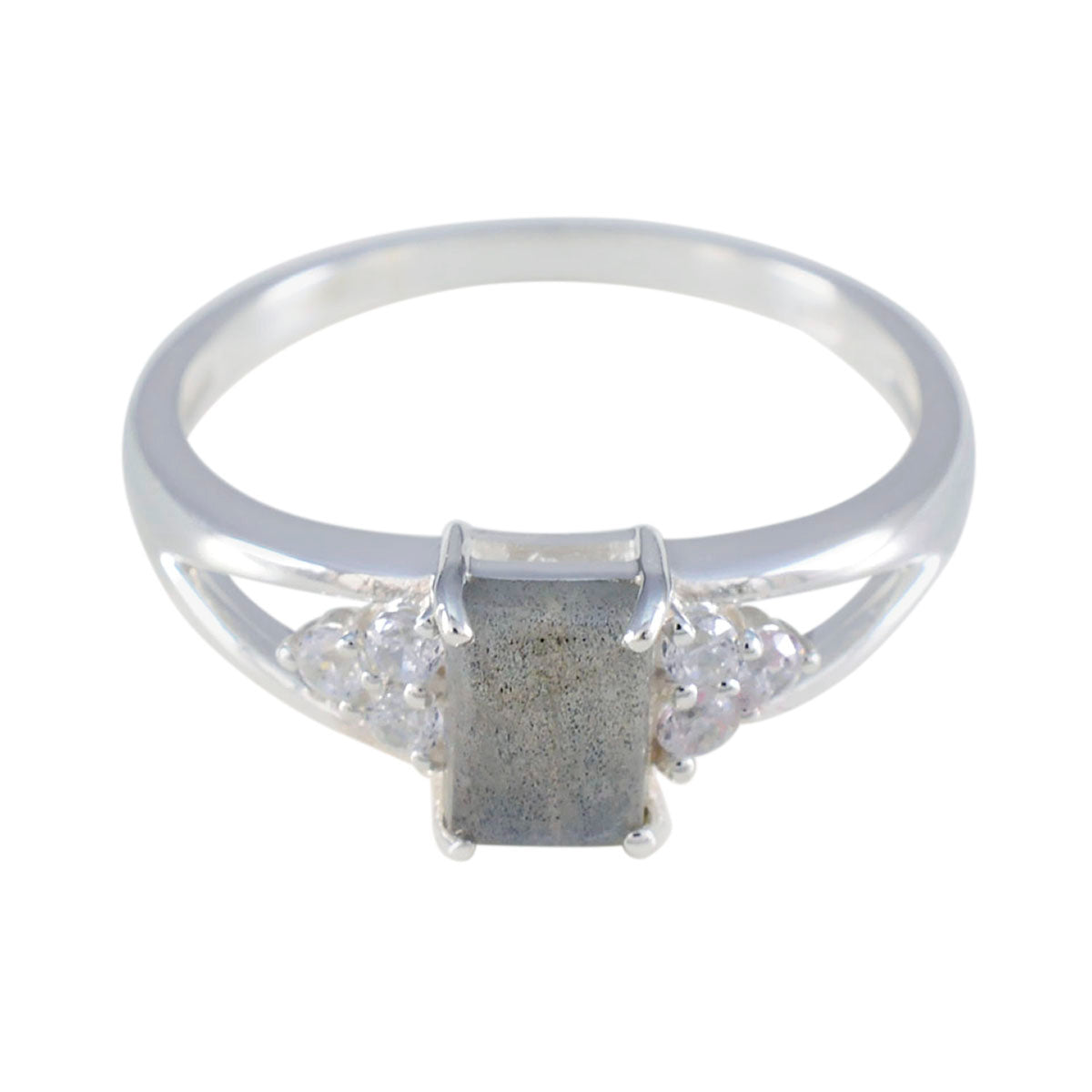 Labradorite Halo Japanese 92.5 Silver Gray Gemstones Dainty Boho Ring Jewellery