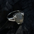 Labradorite Solitaire French 925 Silver Gray Gemstones Eye catching Sophisticated Ring Jewelry