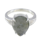 Labradorite Solitaire French 925 Silver Gray Gemstones Eye catching Sophisticated Ring Jewelry