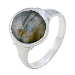 Labradorite Solitaire Moroccan Silver Gray Gemstone Minimal Abstract Ring Jewelry