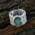 Labradorite Solitaire African 925 Sterling Silver Gray Gemstone Edgy Armor Band Jewellery