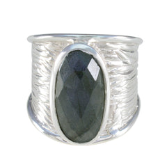 Labradorite Solitaire French 925 Silver Gray Gems Statement Heritage Ring Jewelry
