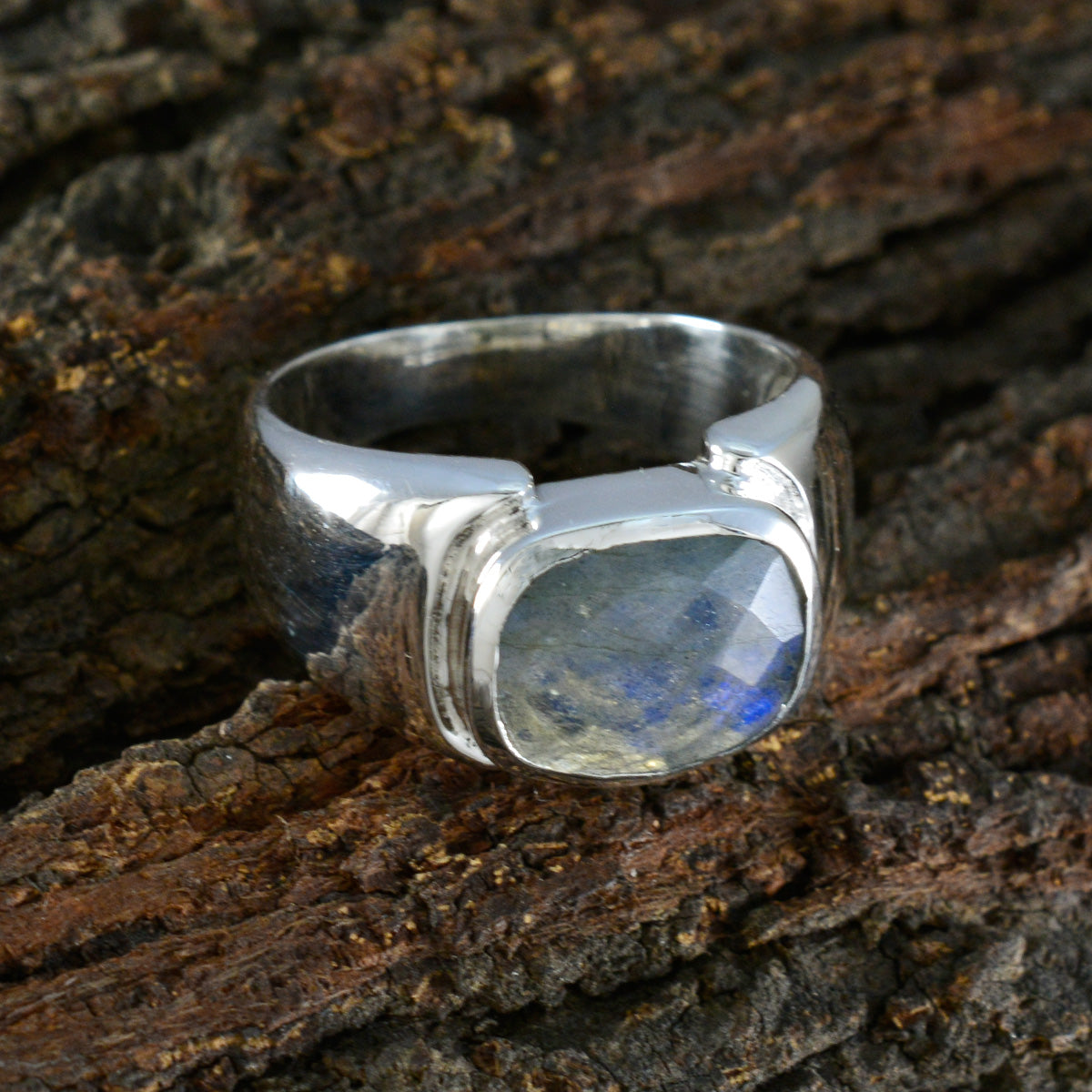 Labradorite Solitaire Indian Sterling Silver Gray Gemstone Essential  Modern Ring Jewelry