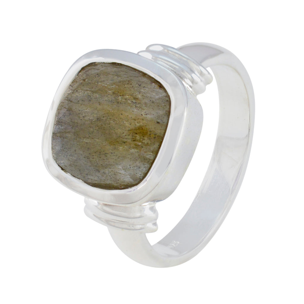 Labradorite Solitaire Egyptian 92.5 Silver Gray Gems Eye catching Trendy Ring Jewellery