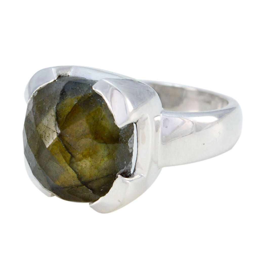 Labradorite Solitaire German Sterling Silver Gray Gemstone Edgy Armor Ring Jewellery