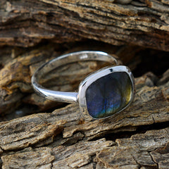 Labradorite Solitaire Indian Sterling Silver Gray Gemstones Minimal Love Ring Jewellery