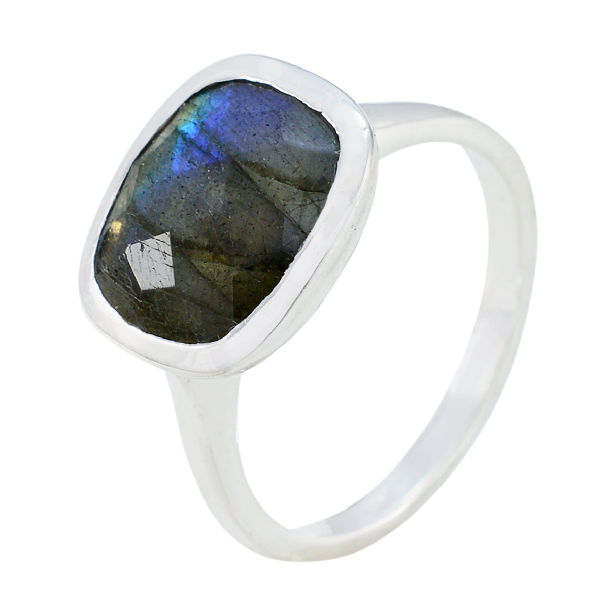 Bague minimaliste en argent sterling avec solitaire labradorite et pierres précieuses grises Image secondaire du produit