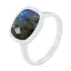 Labradorite Solitaire Indian Sterling Silver Gray Gemstones Minimal Love Ring Jewellery