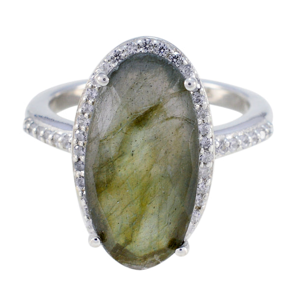 Labradorite Halo Indian Silver Gray Gemstone Tiny Sophisticated Ring Jewellery
