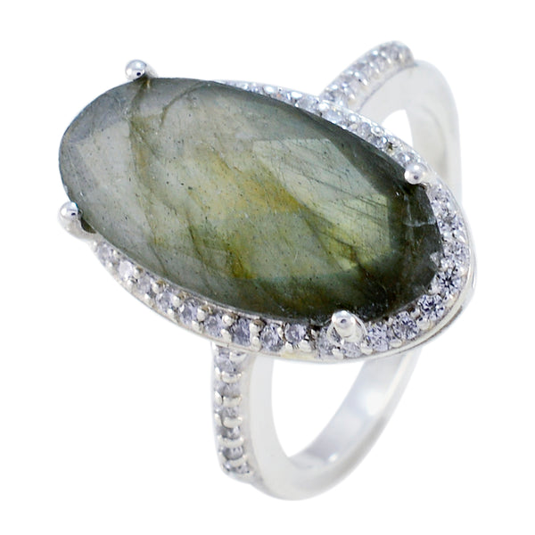 Labradorite Halo Indian Silver Gray Gemstone Tiny Sophisticated Ring Jewellery