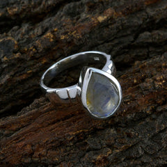 Labradorite Solitaire Russian Sterling Silver Gray Gems Mid weight Engagement Ring Jewellery