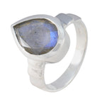 Labradorite Solitaire Russian Sterling Silver Gray Gems Mid weight Engagement Ring Jewellery