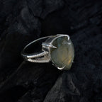 Labradorite Solitaire German 92.5 Silver Gray Gems Eye catching Romantic Ring Jewellery